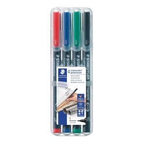 Staedtler Permanent marker - Lumocolor - 0,4mm - assorteret farver - 4 stk.