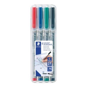 Staedtler Ikke Permanent marker - Lumocolor - 1,0 mm - assorteret farver - 4 stk.