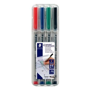 Staedtler Ikke Permanent marker - Lumocolor - 0,6 mm - assorteret farver - 4 stk.