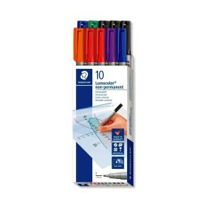 Staedtler Ikke Permanent marker - Lumocolor - 0,6 mm - Assorteret farver - 10 stk.