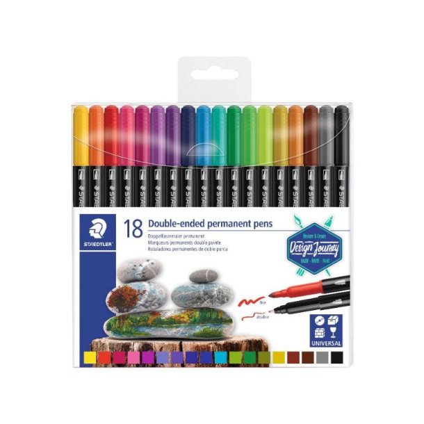 Staedtler Permanent marker - TwinTip - 3,0/0,5mm - 18 stk.