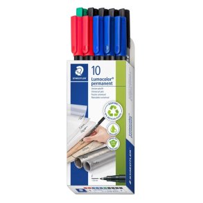 Staedtler Permanent marker - Lumocolor - 0,6 mm - Assorteret farver - 10 stk.