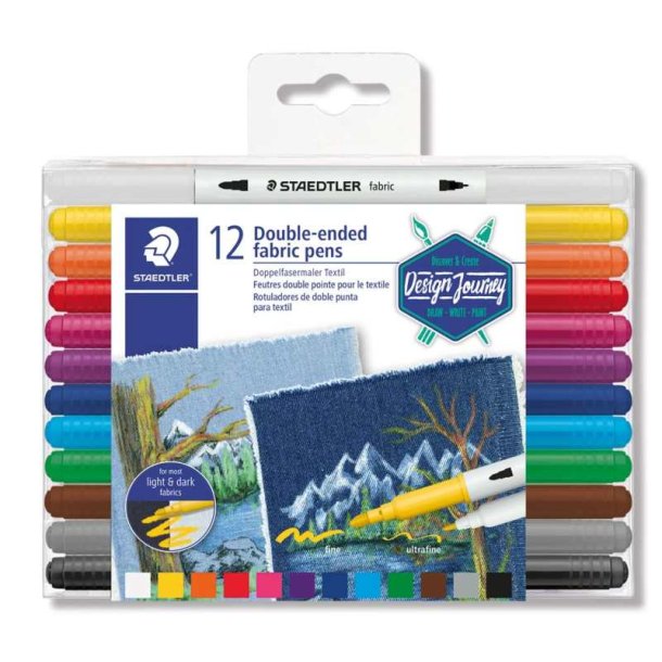 Staedtler Tekstil marker - duo - Assorteret farver - 12 stk.