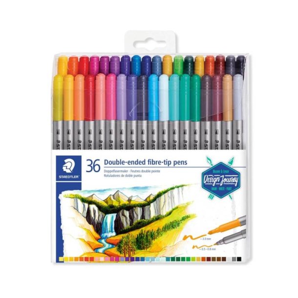 Staedtler Fiberpen - tusser - dobbelt - Assorteret farver - 36 stk.