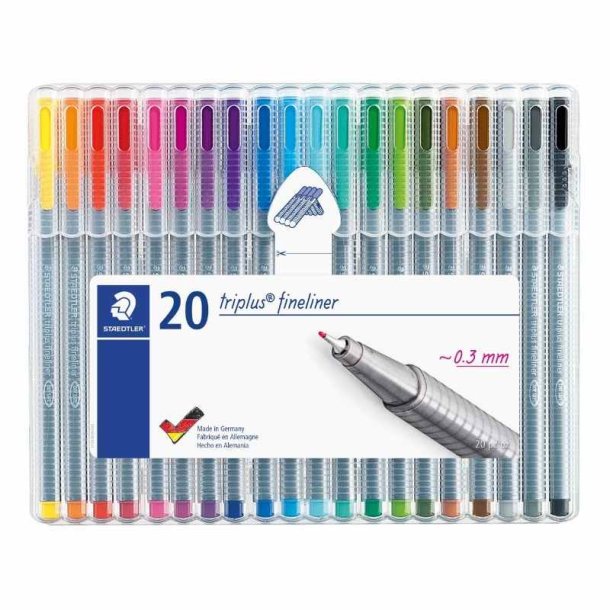 Staedtler Fineliner - Triplus - 0,3 mm - assorteret farver - 20 stk.