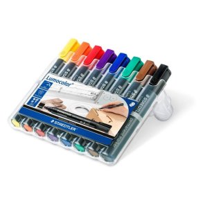 Staedtler Permanent marker - Lumocolor - skr� spids - 2-5mm - 8 assorteret farver