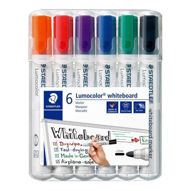 Staedtler whiteboard Marker - Lumocolor - rund - 2,0 mm - assorteret farver - 6 stk.