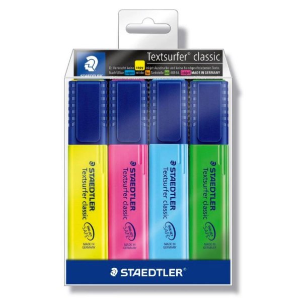 Staedtler Overstregningspen - Textsurfer - assorteret farver - 4 stk.