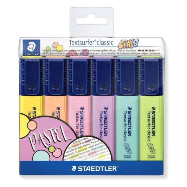 Staedtler Overstregningspen - Textsurfer - pastel/vintage - Assorteret farver - 6 stk.