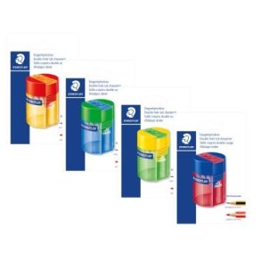 Staedtler Blyantsspidser - m/holder - Bouble - assorteret farver - transparent - 4 stk. - blister