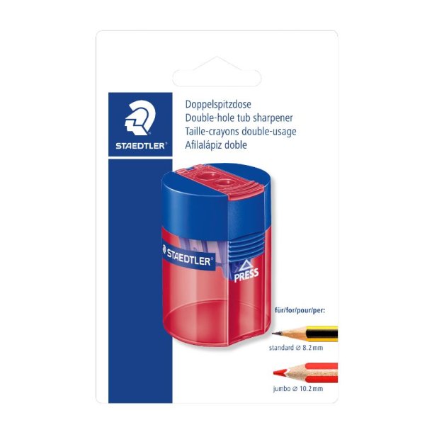 Staedtler Blyantsspidser - m/holder - Bouble - assorteret farver - transparent - 4 stk. - blister