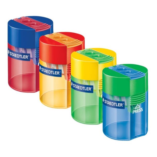 Staedtler Blyantsspidser - m/holder - Double - assorteret farver - transparent - 4 stk.