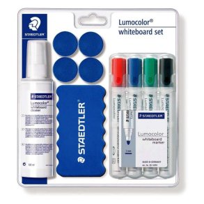 Staedtler whiteboard startst - 4 farve markers - visker - magnet - rensespray