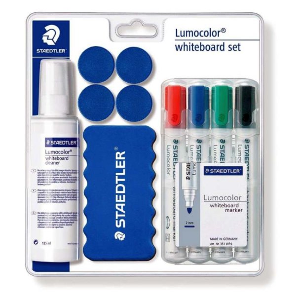 Staedtler whiteboard startst<br>4 farve markers - visker - magnet - rensespray