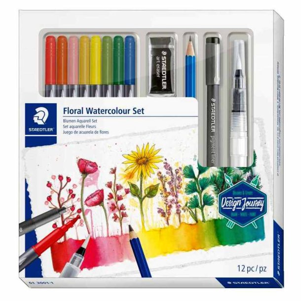 Staedtler Floral - Design - Journey - vandfarvest - t/akvarel - Assorteret farver - 12 stk.