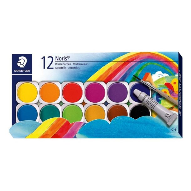 Staedtler Vandfarver - m/pensel - assorteret farver - 12 stk.