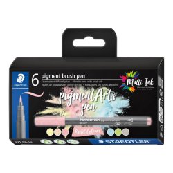 Staedtler Brush Pen Pigment Arts � ass. pastel, 6 stk