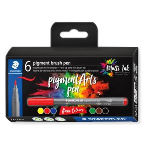 Staedtler Brush Pen Pigment Arts � ass. basis, 6 stk