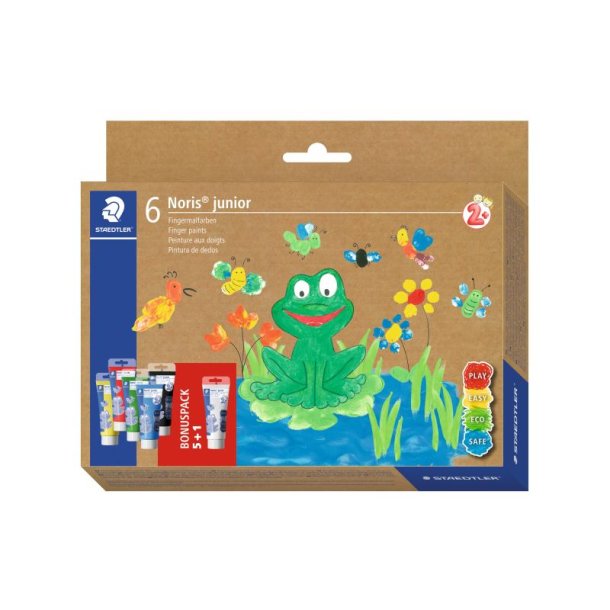 Staedtler Fingermaling Noris Junior &ndash; 6 stk 75 ml i assorteret farver
