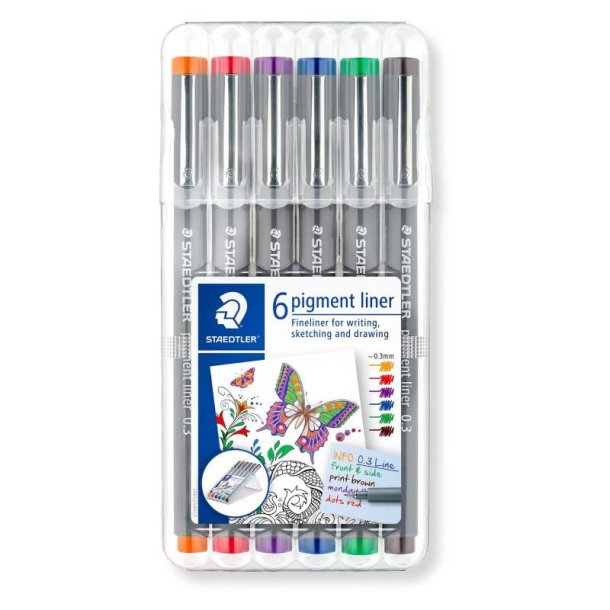 Staedtler Fineliner 308 pigment - 0,3mm - st med 6 farver