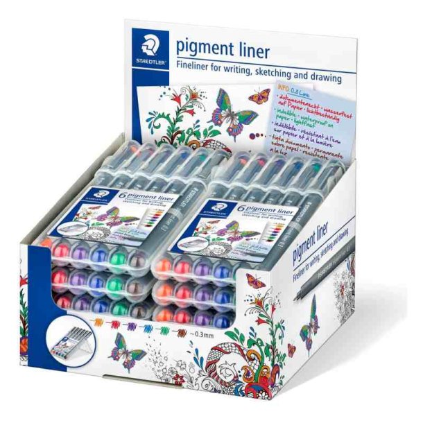 Staedtler Fineliner 308 pigment - 0,3mm - st med 6 farver