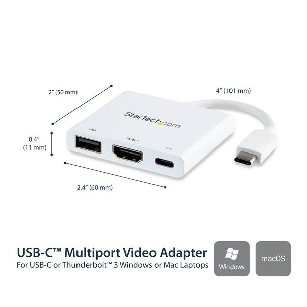 StarTech.com CDP2HDUACPW - USB 3.2 Type-C - 60 W - 5 Gbit/sek. - 4096x2160