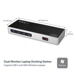 StarTech.com DK30A2DH - Ledningsfrt - USB 3.2 Type-C - 3,5 mm - 10,100,1000 Mbit/s