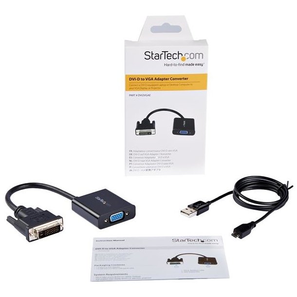 StarTech.com DVI2VGAE - 0,19 m - 1920x1080 - 720p - 1080p - Aktiv videoomformer - 