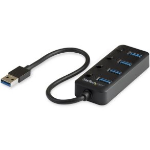 StarTech.com HB30A4AIB - USB 3.2 - USB 3.2 - 5000 Mbit/s - Plast - Strm