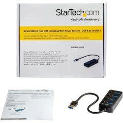 StarTech.com HB30A4AIB - USB 3.2 - USB 3.2 - 5000 Mbit/s - Plast - Strm