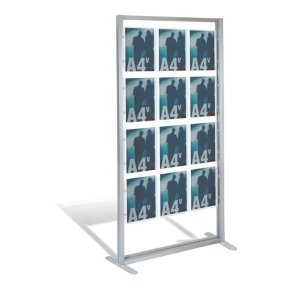 Vindues display - 12 x A4 stende - komplet ramme Display slv
