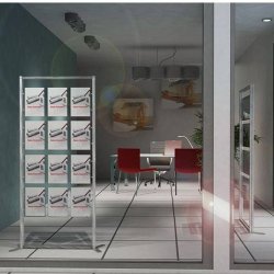 Vindues display - 12 x A4 stende - komplet ramme Display slv