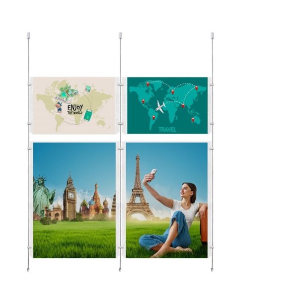 Vindues display - 2 x 50x70cm, 2 x 70x100cm - 2m mgler ramme system