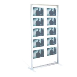 Vindues display - 10 x A4 liggende - komplet ramme Display hvid