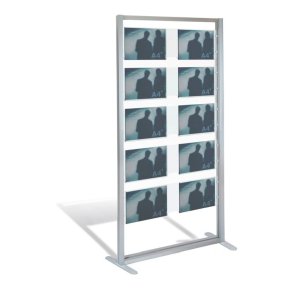 Vindues display - 10 x A4 liggende - komplet ramme Display slv