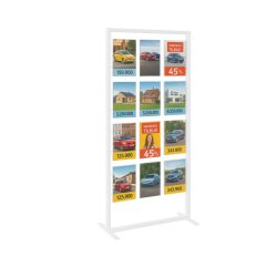 Vindues display - 12 x A4 st�ende - komplet ramme Display hvid