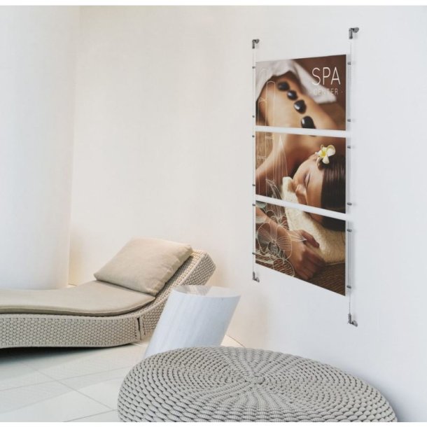 Vindues display - 3 x A3 liggende - m�gler wire system