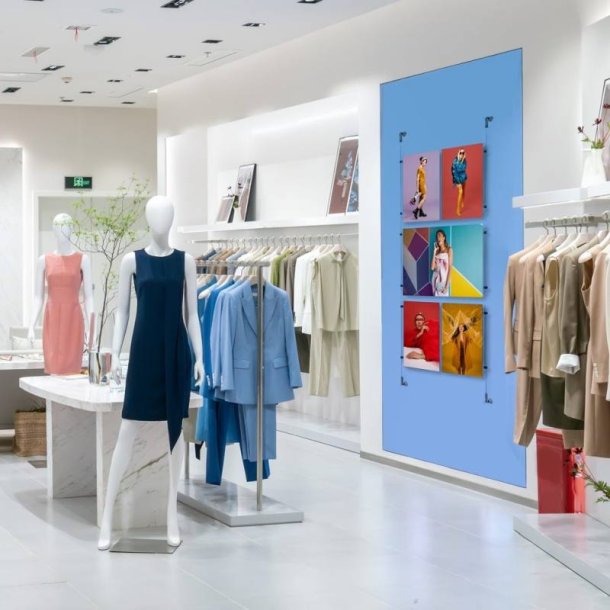 Vindues display - 4 x A3 og 1 x 50x70cm - m�gler wire system