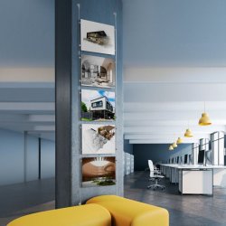 Vindues display - 5 x A3 liggende - m�gler wire system