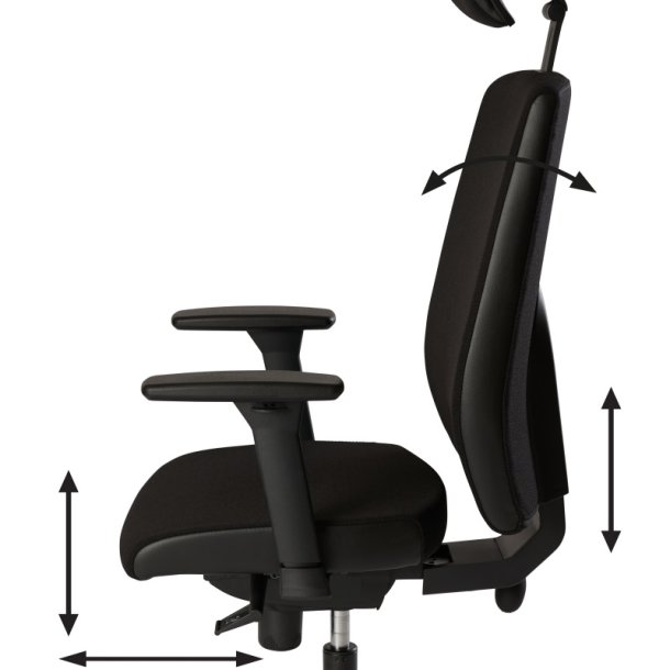 Sun-Flex Office Chair HB - Sort kontorstol med armln