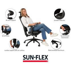 Sun-Flex Office Chair HB - Sort kontorstol med armln