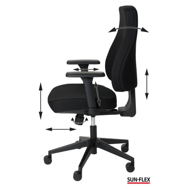 Sun-Flex Office Chair MB - Sort kontorstol med armln