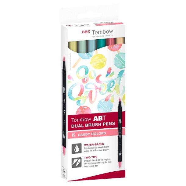 Tombow Marker - ABT Dual Brush - 6C-4 - Candy karton - 6 stk.