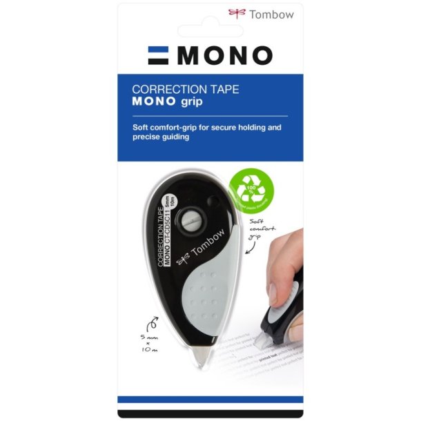 Tombow Rettetape - MONO Grip - 5mm -x10m - sort