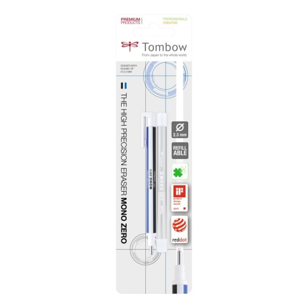 Tombow Viskelder pen - MONO bero - rund spids - 2,3mm - hvid - blister