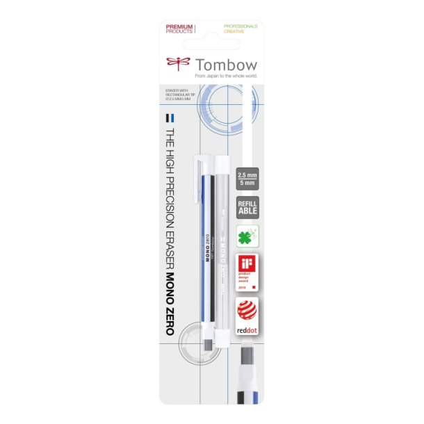 Tombow Viskelder pen - MONO bero - firkantet spids - 2,5x5mm - hvid - blister