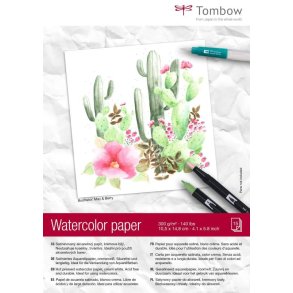 Tombow Akvarelblok - A6 - 300g - syrefrit - Creme hvid - 15 ark