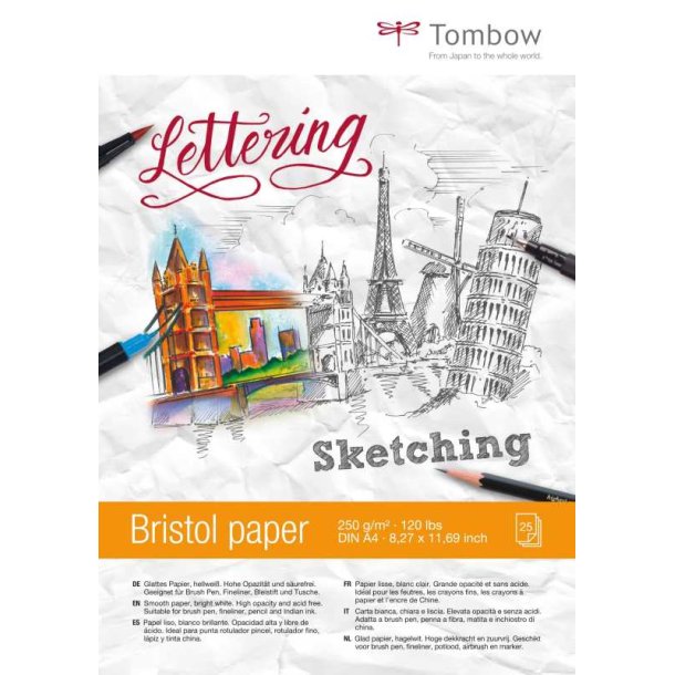 Tombow Skitseblok - Bristol - A4 - 250g - Syrefrit - 25 ark