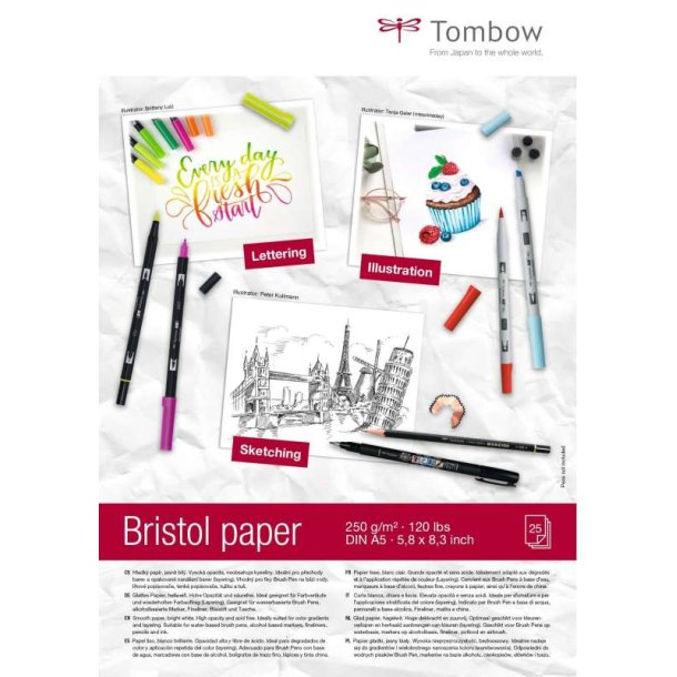 Tombow Skitseblok - Bristol - A5 - 250g - Syrefrit - 25 ark