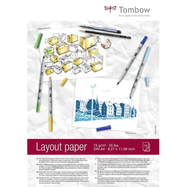 Tombow Layout blok - A4 - 75g - syrefrit - 75 ark